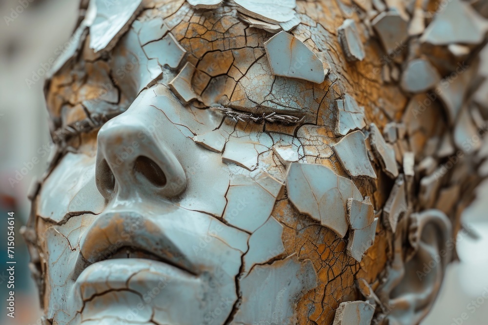Aufkleber a detailed close-up shot of a sculpture depicting a woman's face. perfect for adding an artistic tou