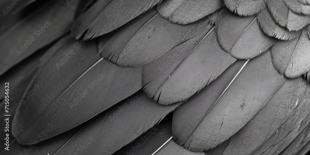 Poster close-up photo of a bird's feathers in black and white. can be used for various design projects