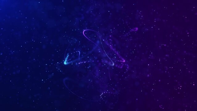 Digital Abstract Flow Light Line And Dots Glittering Particles Background