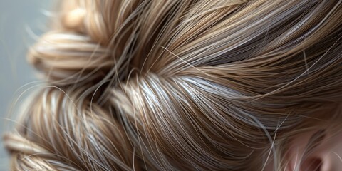 Close up shot of a woman's hair styled in a bun. Perfect for beauty and hairstyling related projects