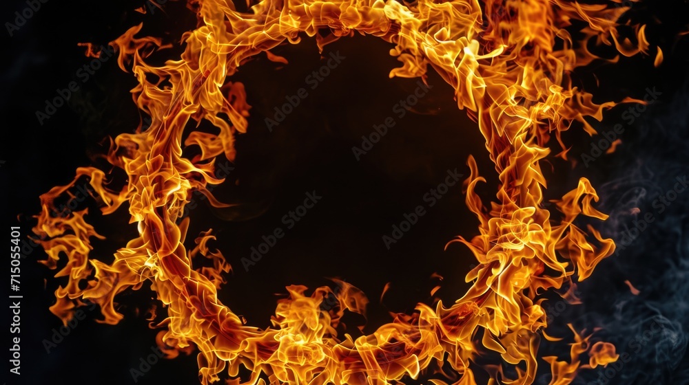 Aufkleber A captivating image of a ring of fire against a black background. Perfect for adding a touch of excitement and drama to any project