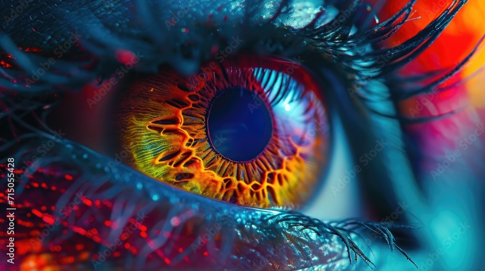 Poster a detailed close-up of a person's eye. this image can be used in various projects and designs