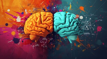 Two Colorful Paint Splattered Brain Models for Study or Display