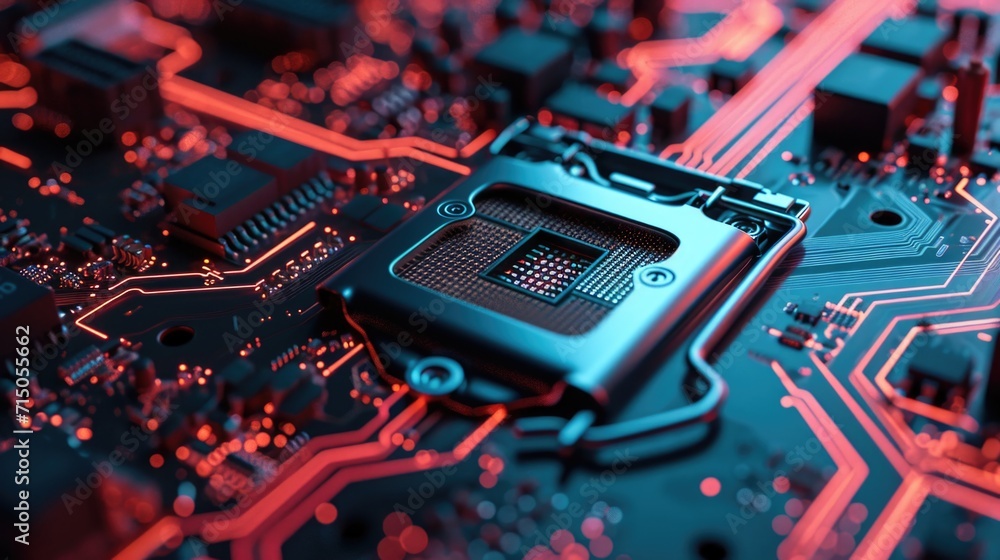 Aufkleber A detailed close-up view of a computer motherboard. Suitable for technology-related articles or blog posts