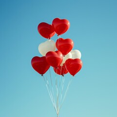 Heart-Shaped Balloons in a Clear Sky