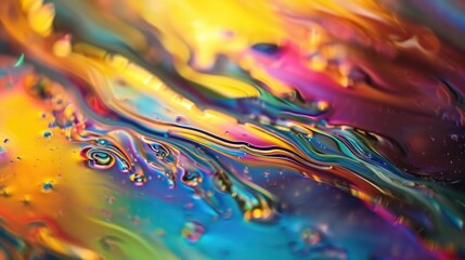 A close-up view of a vibrant and colorful liquid substance. This image can be used for various purposes, including science experiments, art projects, or as a background for creative designs