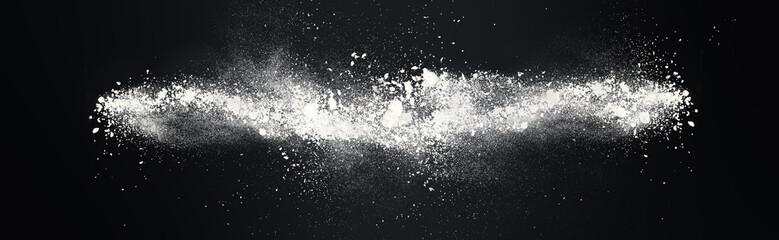 Wide panoramic Abstract design of white powder snow cloud explosion