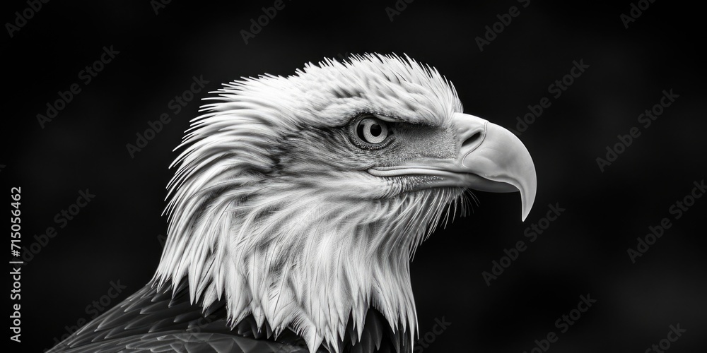 Aufkleber a captivating black and white photo of an eagle in flight. perfect for nature enthusiasts and wildli