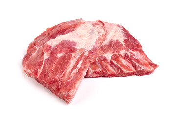 Raw Pork ribs, isolated on white background.