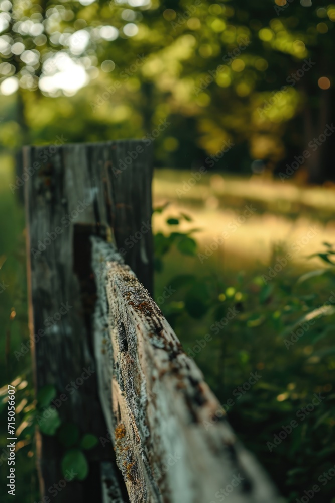 Aufkleber a detailed view of a wooden fence standing in a field of grass. suitable for various outdoor themes 