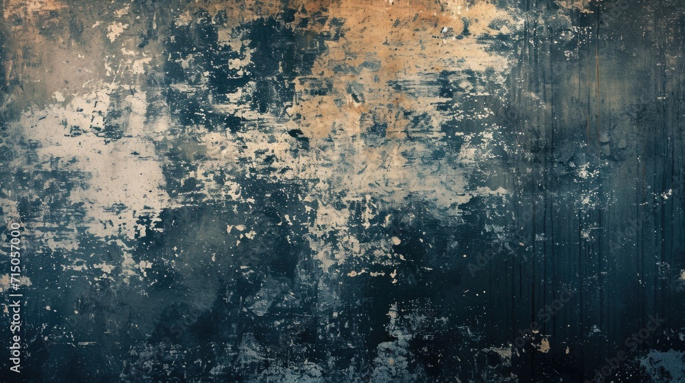 Poster An image of an old wall with peeling paint. This picture can be used to depict decay or add a vintage touch to design projects
