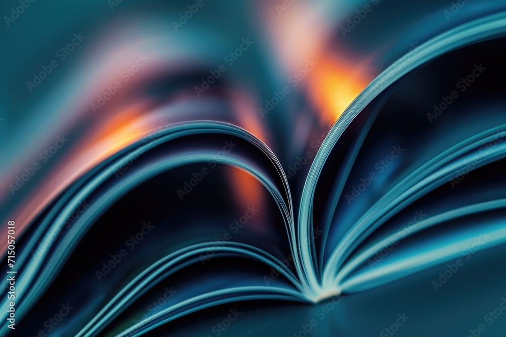 Poster close up of an open book on a table. suitable for educational, literature, or reading-related projec