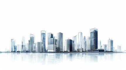 City Skyline With Tall Buildings and Body of Water, Urban Beauty With Architectural Marvels