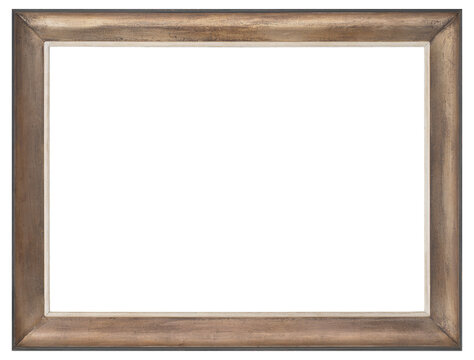 Old wooden picture frame in PNG format on a transparent background.