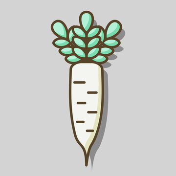 recommend clip art: Japanese daikon radish with leaf vector icon