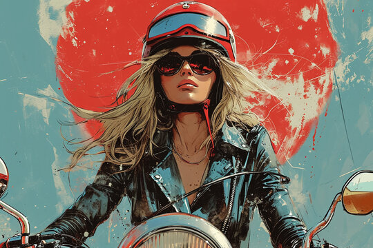 female person on a motorcycle 
