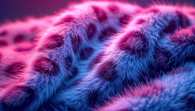 Gently waving turquoise and purple plush spots monster fake fur texture ,generative ai.