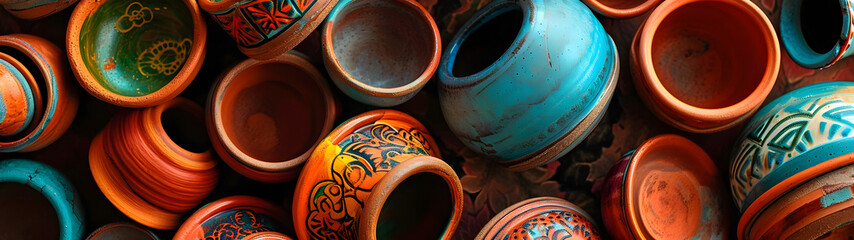 Assorted Collection of Colorful Vases Neatly Arranged Together - obrazy, fototapety, plakaty