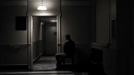 Foto op Plexiglas Depressed person alone in a dark room © Aline