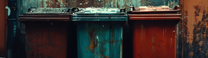 Rusted Metal Trash Can in Front of a Rusted Building