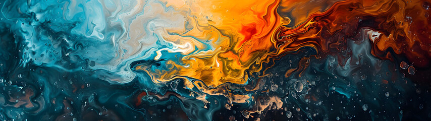 Abstract Painting With Blue, Orange, and Yellow Colors