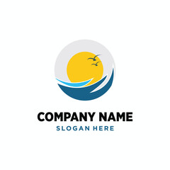 Obraz premium Vector ocean wave logo template vector ocean simple and modern logo design