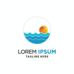 Vector ocean wave logo template vector ocean simple and modern logo design