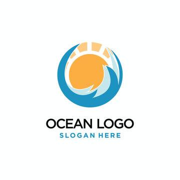 Vector ocean wave logo template vector ocean simple and modern logo design