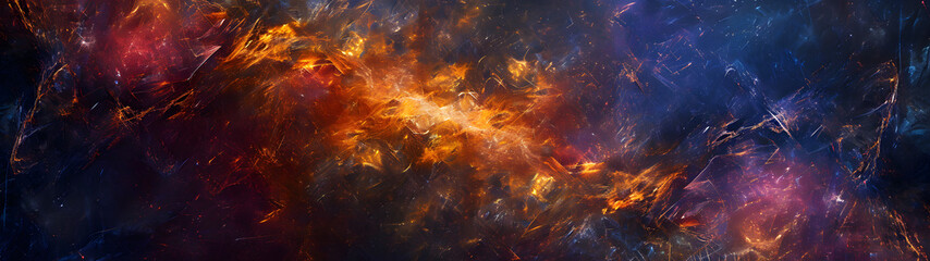 Abstract Painting Depicting Fiery Smoky Patterns of Fire and Smoke