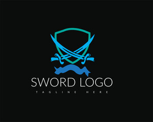 Shield Sword Guardian Logo Template victor design.