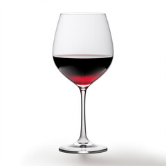 Glass of red wine on white background