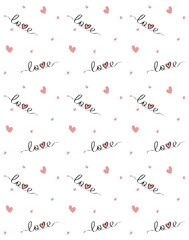 Seamless pattern with little heart and Love lettering isolated on transparent background. Vector fabric texture for textile print, wrapping paper, gift card, wallpaper flat design. PNG