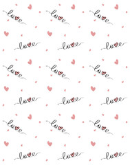 Seamless pattern with little heart and Love lettering isolated on transparent background. Vector fabric texture for textile print, wrapping paper, gift card, wallpaper flat design. PNG