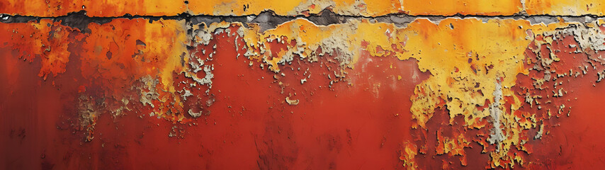 Rusted Metal Surface With Yellow and Red Paint