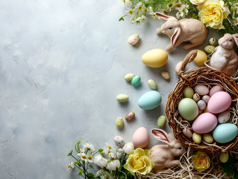 Easter Celebration Theme with Bunny and Colorful Eggs