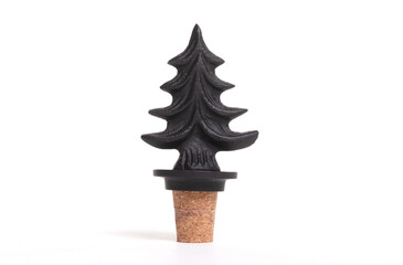 Christmas spirit cork bottle stopper on white background