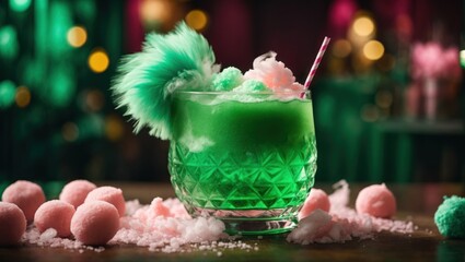 green cocktail with ice 