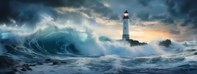 Beacon Amidst Roar: The Lighthouse's Serene Shine
