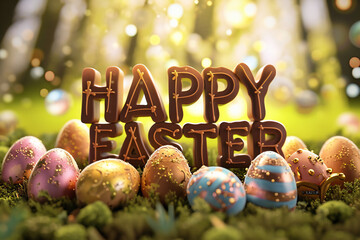 easter eggs and bunny