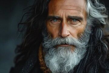 Portrait of an elderly man, reflecting spiritual depth and cultural tradition. - obrazy, fototapety, plakaty