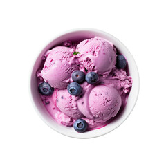 A Bowl of Blueberry Ice Cream Isolated on a Transparent Background 