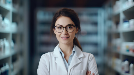 Allergist profession female portrait on blurred background
