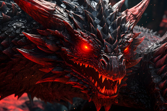 huge dark red and black dragon