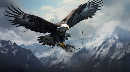 Obraz premium Regal Heights: The Falcon's Majestic Ascent