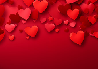 A red background with many hearts on it