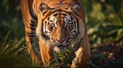 Close up portrait of a tiger in the natural habitat
