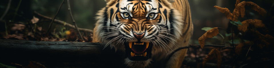 Close up portrait of a tiger in the natural habitat