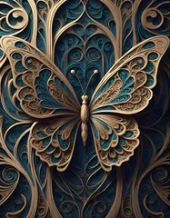 Butterfly Carving Sculpture, Generative AI