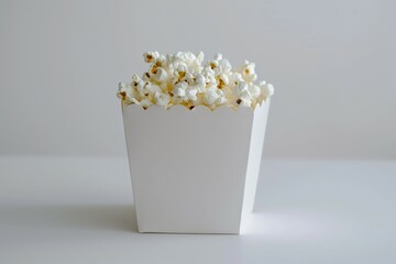 Popcorn box, striped pop corn bucket container, isolated realistic on white background.