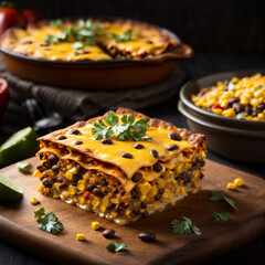 Enchilada Casserole - Layers of Spiced Goodness with Black Beans and Corn